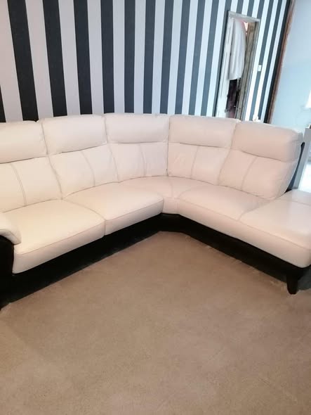 White leather corner sofa cleaned
